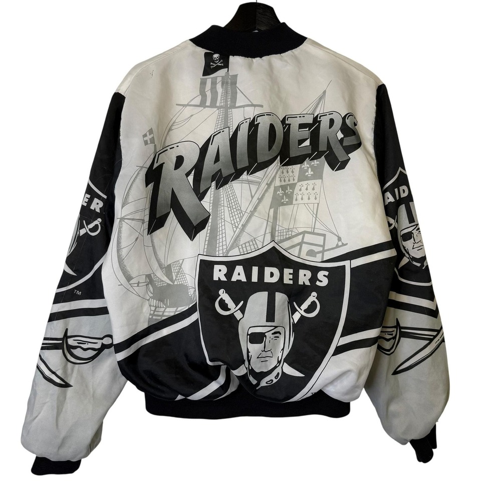 NFL Oakland Raiders Bomber Style Varsity Jacket Vintage 90s Chalkline Fanimation